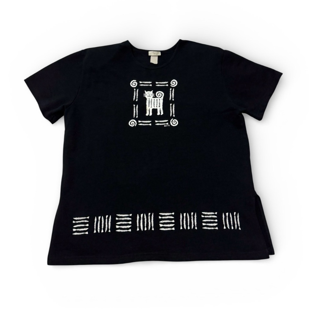 Women’s Cotton Black Graphic T-Shirt Size:L